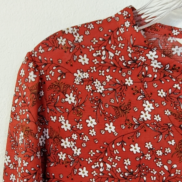 L Max Studio Floral Orange Boho Midi Dress - Picture 5 of 6